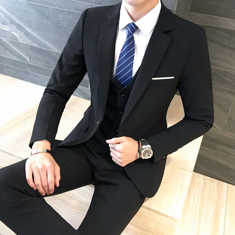 De Primavera de otoño de los hombres es Blazer ropa abrigo de último diseño chaquetas clásico traje de boda traje Formal de noche conjuntos hombre Homme de tres piezas