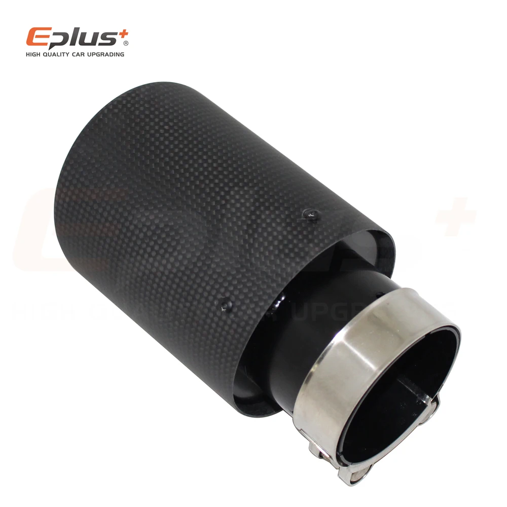 Car Carbon Fibre Matte Exhaust System Muffler Pipe Tip Curl Universal Black Stainless Mufflers Decorations Akrapovic