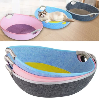 

Felt Cat Nest Creative Pet House Dog Sleeping Bed Mat Puppy Kennel Cushion Basket Comfortable Portable Bag Pets Beds