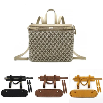 

6PCS/Set Handmade Handbag Shoulder Strap Woven Bag Pu Leather Bag Bottoms Zipper Strip With Hardware for DIY Bag Backpack