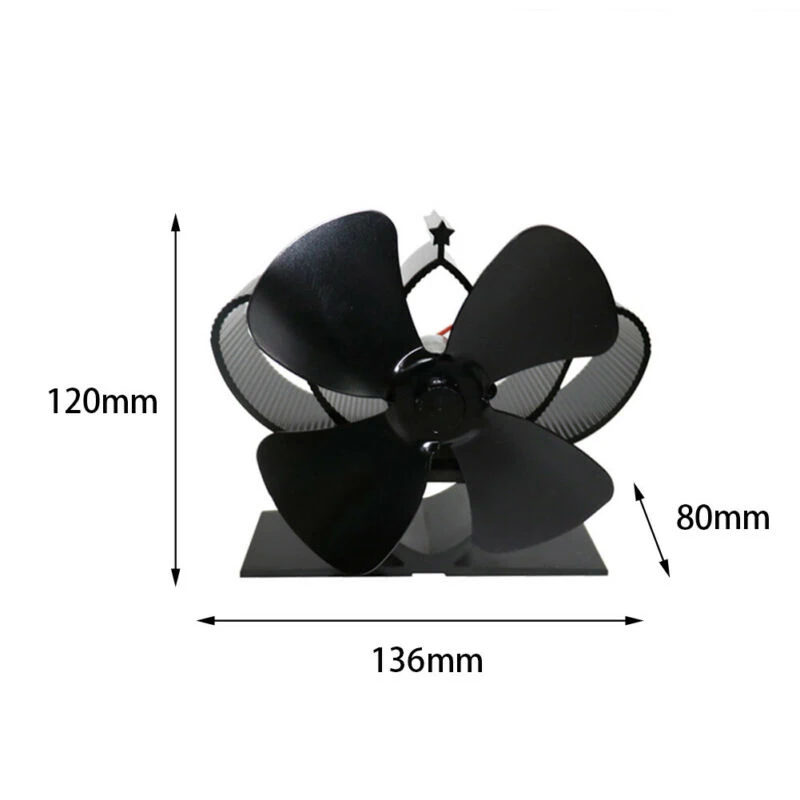 

5 Blades Heat Powered Stove Fan Wood Log Burner Fireplace Eco Friendly Top Fan
