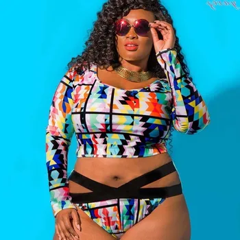 

5XL Dress Bikini Long Sleeve Printing Swimming Suit Swimwear Women Swim Suits Push Up Closed Swimsuit Swimsuit Female Big Size
