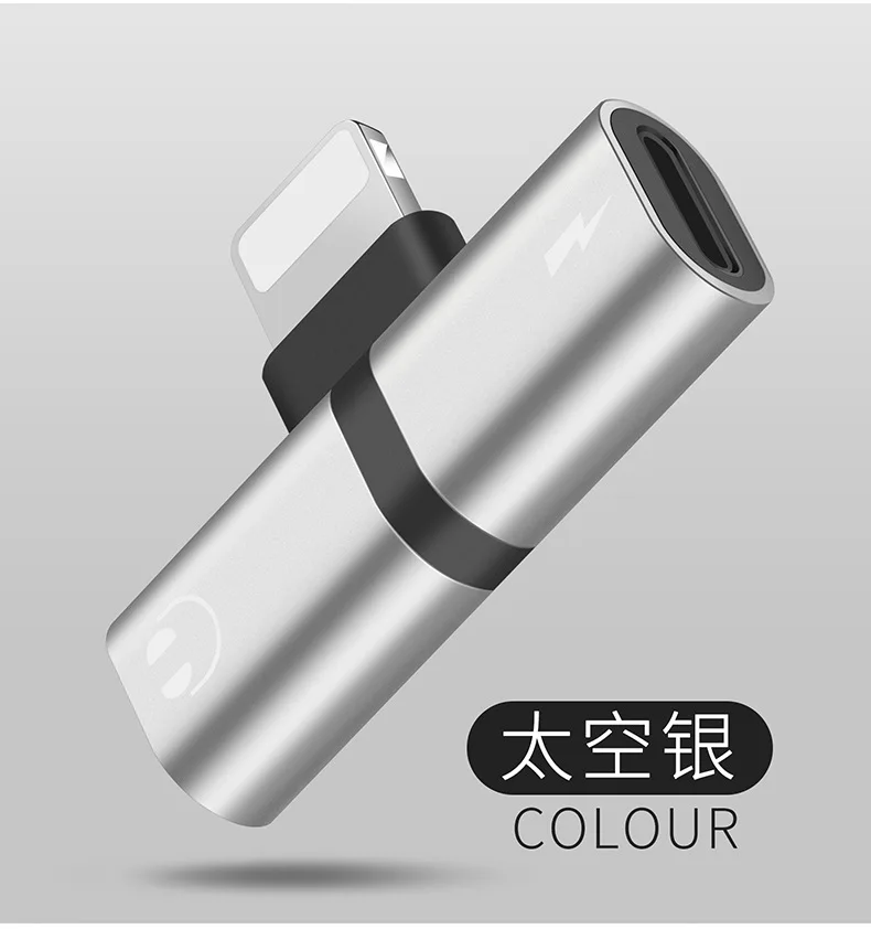 silver Для IPhone X 10 7 8 Plus iphone аудио кабель зарядки двойной адаптер - Цвет ремешка: silver