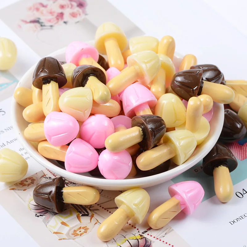 

10pcs/bag Resin Mushroom Chocolate Lizun Food Play Slime Supplies Polymer Clay Charms DIY Creative Cream Glue Crafts Accessories