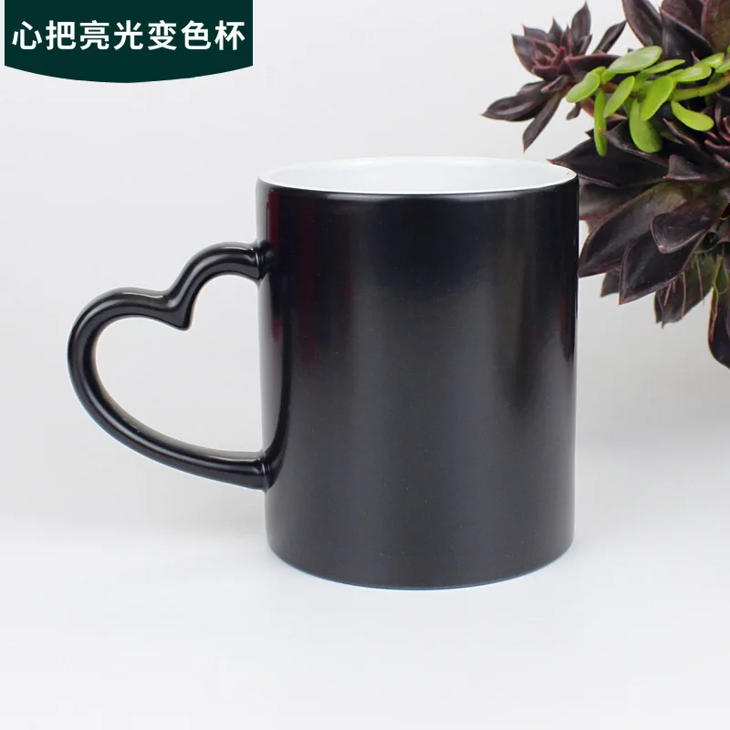 Heart light color changing cup coffee cup heat transfer sublimation cup  Heart Magic Mug