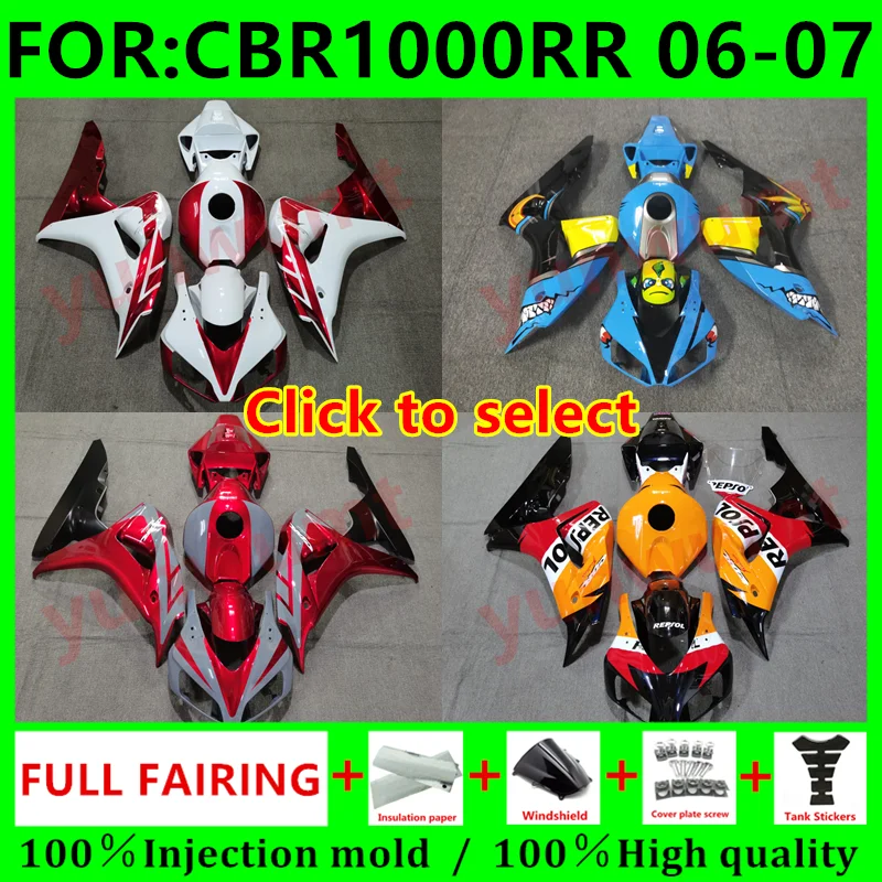 NEW ABS Motorcycle Injection mold Whole Fairing Kit fit for HONDA CBR1000RR 06 07 CBR 1000RR CBR1000 2006 2007 Bodywork fairings |