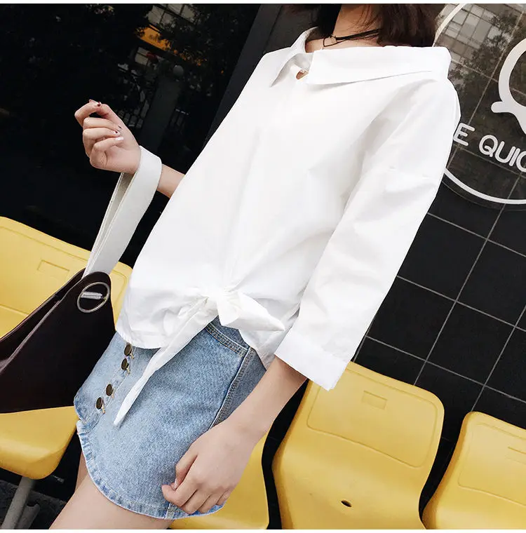 Elegant White Blouse Shirt Women Cotton Embroidered Blouse Casual Batwing sleeve Tops Korean Clothes