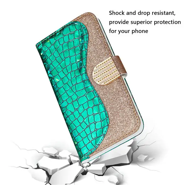 Чехол с украшениями для samsung Galaxy A10 A20 A20E A30 A40 A50 A60 A70 A320 A520 A750 блеск кошелек из крокодиловой кожи флип-чехол на телефон