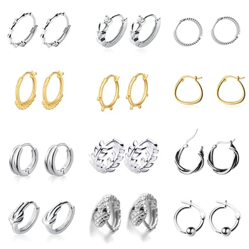 

INZATT Real 925 Sterling Silver Zircon Geometry Hoop Earrings For Women Party Fine Jewelry Minimalist Accessories Hiphop Gift