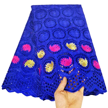 

5 yards African Bazin Riche Lace Fabric Royal blue High quality lace 2020 bazin brode bazin brocade with embroidery lace