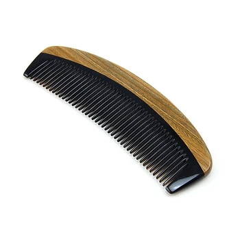 

NEW-Natural green sandalwood horn comb Sandalwood straight hair comb Hairdressing tools horns and wooden comb