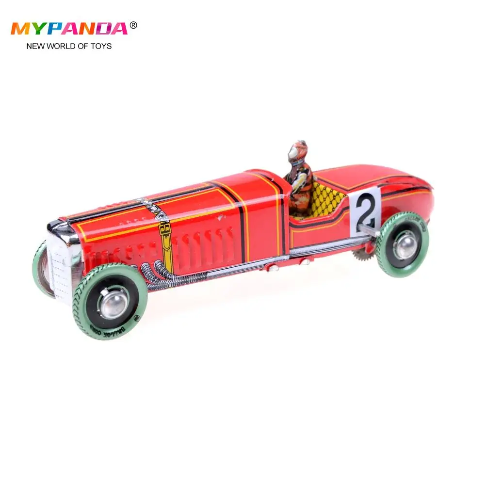 Coolest Vintage Iron Metal Hand Craft Wind-Up Racing Old Classic Race Car Model Clockwork tin Vehicle Toy Car Decor Collect Gift
