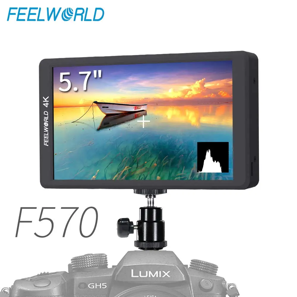 FEELWORLD F570 5,7 дюймов для однообъективной цифровой зеркальной фотокамеры на поле камеры монитор небольшой HD фокус видео Assist ips Full HD 1920x1080 поддержка 4K HDMI вход выход