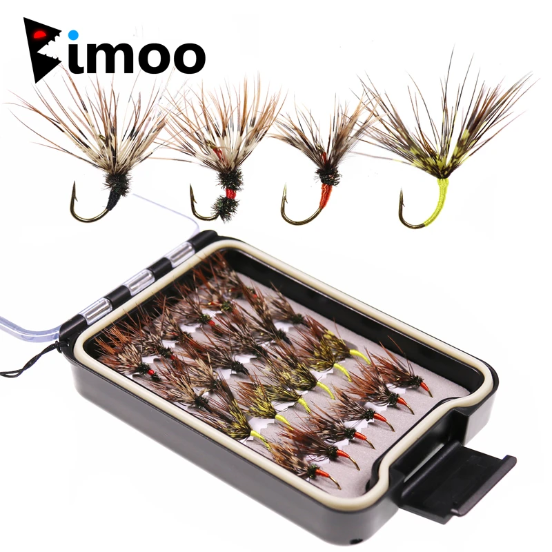 Bimoo 24pcs/box Tenkara Flies In Waterproof Fly Box Size 12 Barbed Hook