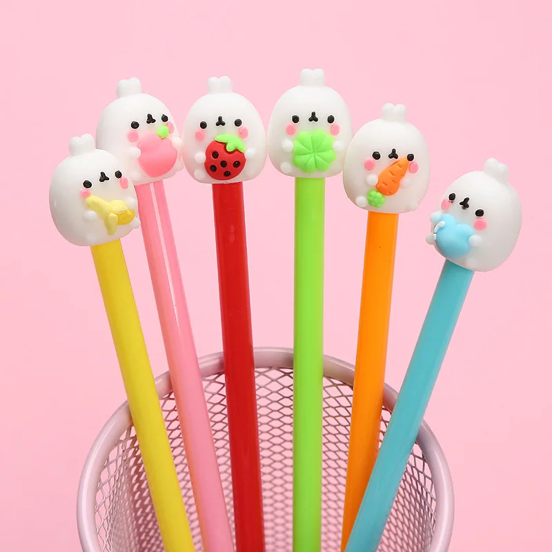Кавайные ручки Cute Molang Rabbit gel с черными чернилами 0 5 мм перьевая ручка Канцтовары