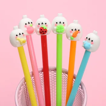 

Cute Molang Rabbit gel pens Kawaii Fruit 0.5mm black ink Signature pen material stationery gift school writing supplies