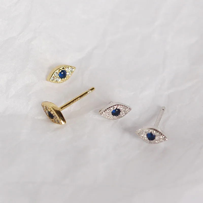 925 Sterling Silver Pavé Zircon Blue Evil Eye Stud Earrings Women Classic Temperament Wedding Jewelry Accessories - Image 6
