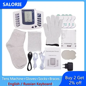 

Russian/English Tens Unit Ems Electrotherapy Machine Massager for Body Back Neck Foot Digital Therapy Machine Muscle Stimulator