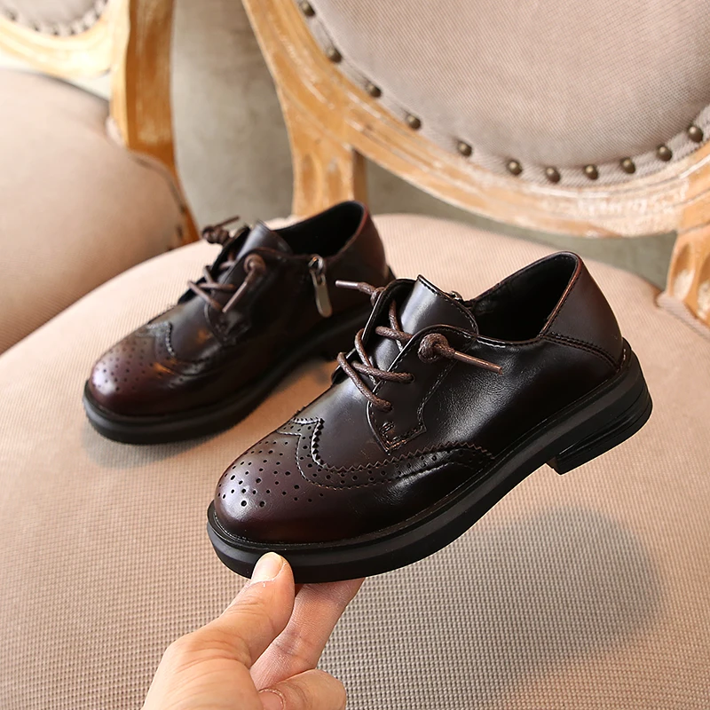Children Leather Shoes for Boy Girls Classic Style Autumn Fashion Pu Leather Casual Shoes Black Brown SX432