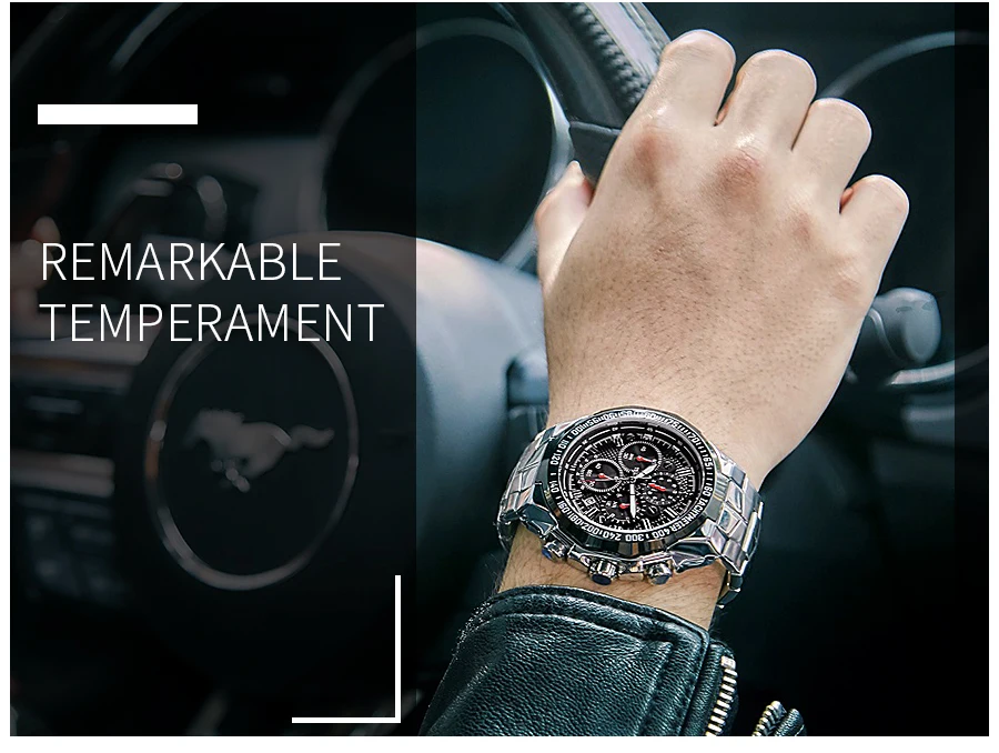 2021 WWOOR Men's Watch Top Brand Luxury Black Wrist watch Fashion Sports Chronograph steel Quartz Men Watches Relogio Masculino