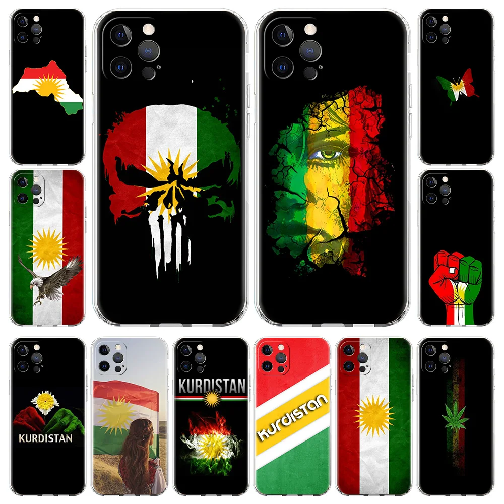 Kurdistan Flag Luxury Phone Case For iPhone 15 14 13 Pro 11 12  Max X XR XS 7 8 Plus SE Clear Soft Silicone Cover Fundas Shell