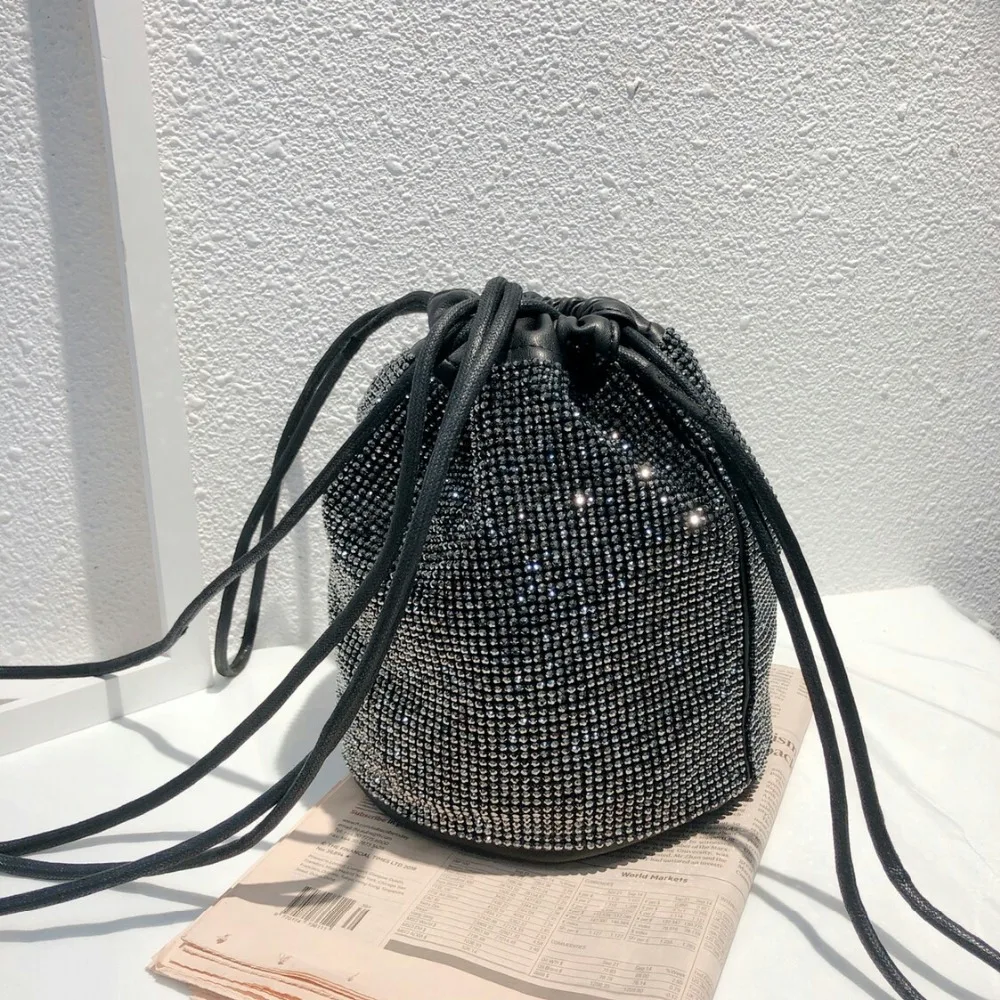 

Women Diamonds Bucket Bag Famous Brand Designer Female Handbags High Quality Pu Leather Shoulder Bags Lady Small Crossbody Bags