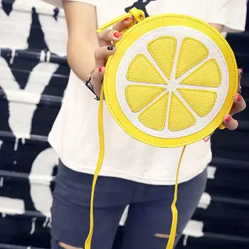 

PU Leather Casual Minibag Date Crossbody Bag Lemon Shape Bag Zipper Orange Coin Purse Hang out Go Window-Shopping