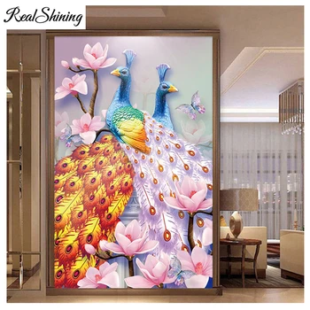 

5D DIY Diamond Painting Full Drill Square Round Peacock couple Picture Of Rhinestone Sakura Mosaic Diamond Embroidery FS6722