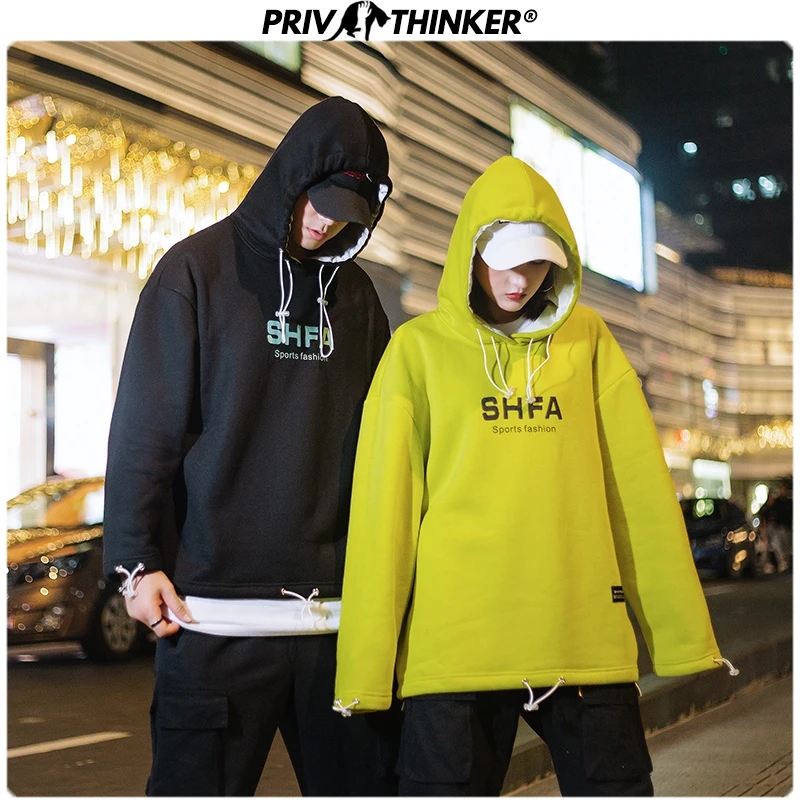 Privathinker, мужская, женская, хип-хоп, Корейская, утолщенная, теплая толстовка с капюшоном, пара, с буквенным принтом, толстовки для влюбленных, Осень-зима, топы