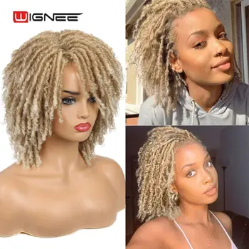 

Wignee Short Soft Faux locs Black Synthetic Wigs For Black Women Dreadlock Dreads Braiding Crochet Twist African Fiber Hair Wig