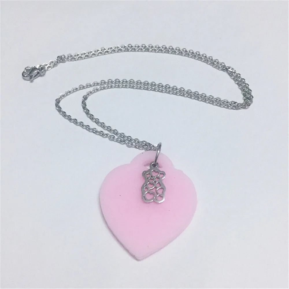 

bear necklace stainless steel light pink color lovely shape hot sell jewelry high quality highly recommend for birthday gift