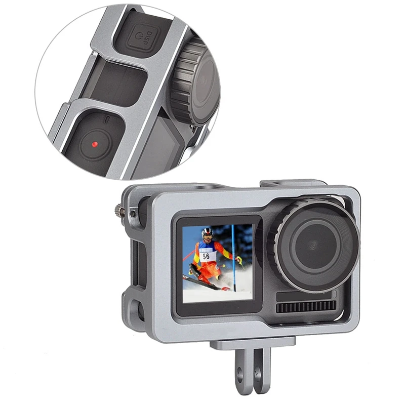 Чехол Vlogging с металлической клеткой для Osmo Action camera Frame Vlog чехол с 2 холодными башмаками для микрофона светодиодный видео светильник