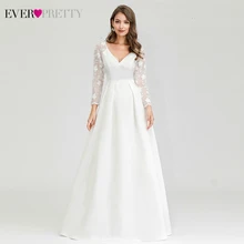 Robe De Mariee Ever красивые свадебные платья трапециевидной формы с v-образным вырезом и длинным рукавом с кружевной вышивкой Элегантные Свадебные платья для невесты Gelinlik