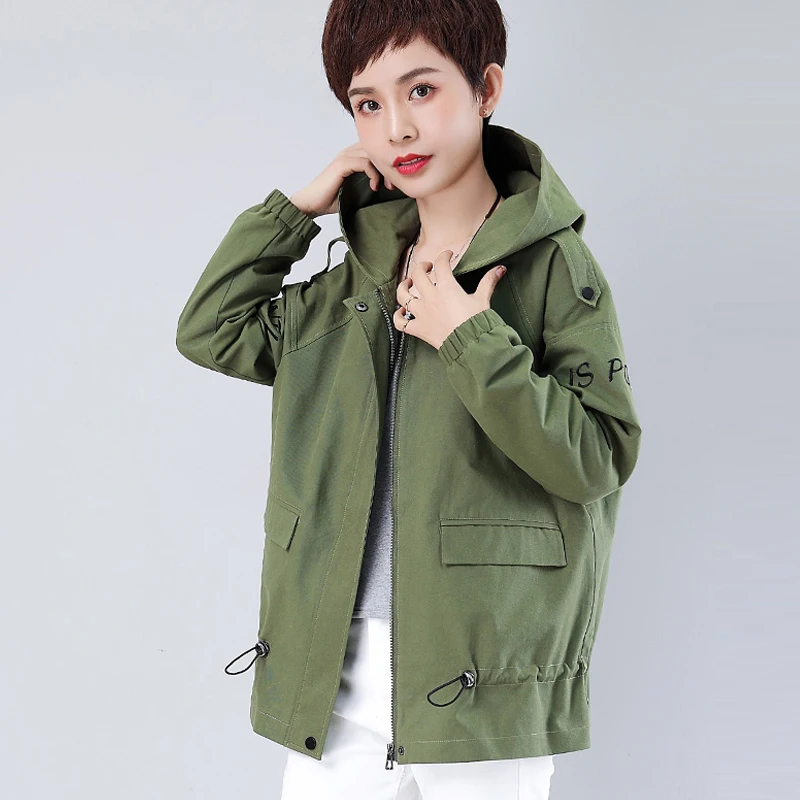 

Womens Hooded Windbreaker 2023 Spring Autumn Casual Loose Trench Coats Woman Plus Size Loose Coat Outwear Female Big Size Coats