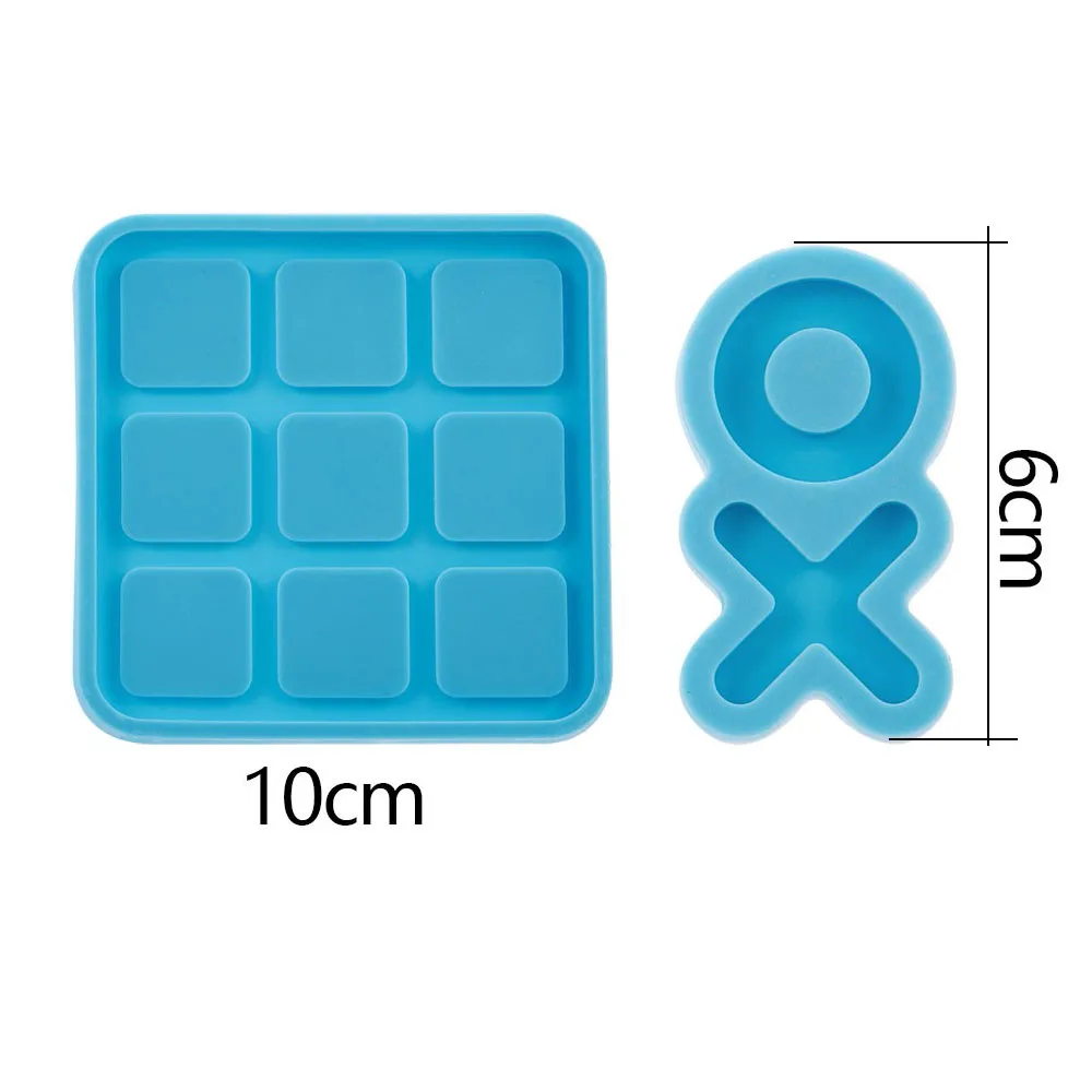 Compact Tic Tac Toe Silicone Casting Mold for DIY Resin Crafts and Jewelry Making