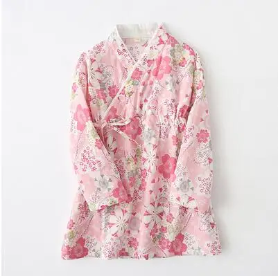 Летняя газовая ночная рубашка с длинными рукавами для девочек; длинные ночные рубашки с бантом и рисунком; Детские пижамы в японском стиле; ZL155 - Цвет: Colour 10