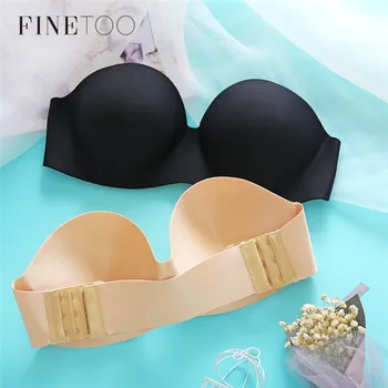 

FINETOO Soft Seamless Bra Half Cup Bras For Women Sexy Strapless Underwear B Cup Push Up Bra Wireless Lingerie for Wedding Dress