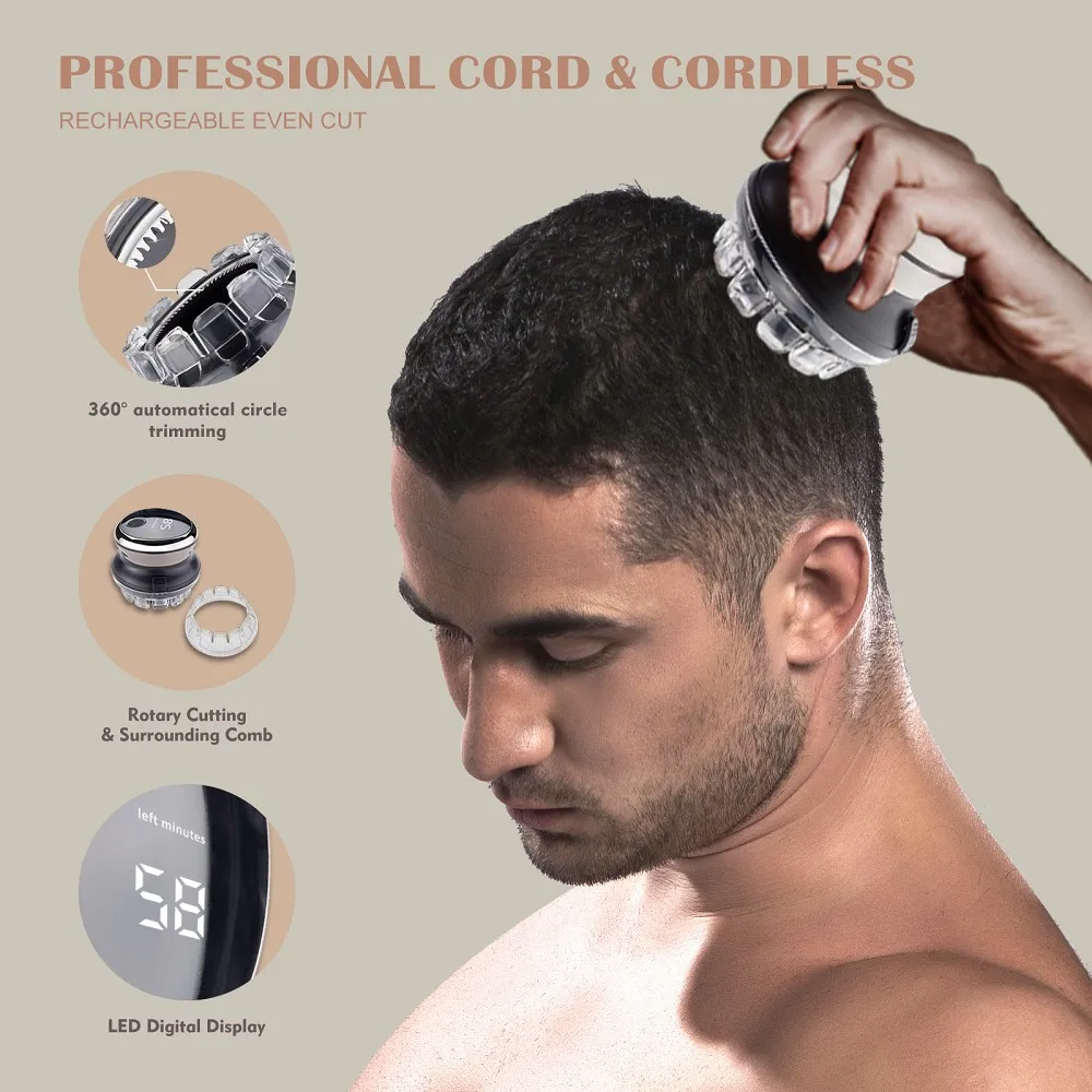 WAHFOX Easy Cut Hair Clipper and Trimmer for Man Even Cut Cordless Rotary Hair Cut Cutting Kit 2
