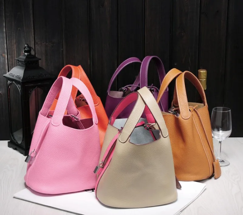 Beyprern Genuine Leather Bucket Bag Women Mini Shoulder Bags Europe St