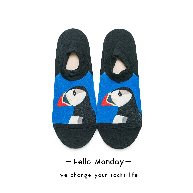 Hellomonday/30916 г. Летние хлопковые носки нескользящие носки милые спортивные носки с попугаем и звездами