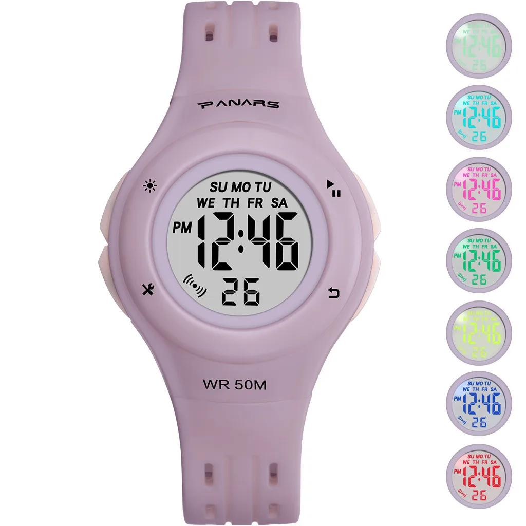 Детские часы Montre Enfant водонепроницаемые спортивные электронные детские часы красочные светящиеся многофункциональные Reloj nimino детские часы