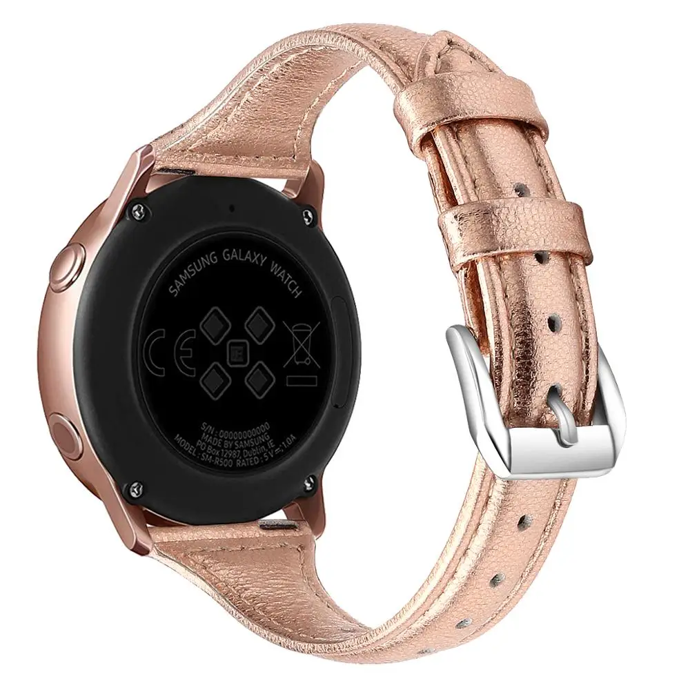 Кожаный ремешок для samsung Galaxy Watch 42 мм Active 2 44 мм 40 мм браслет ремешок 20 мм браслет ремешок для Huami Amazfit GTR 42 мм - Цвет: rose gold