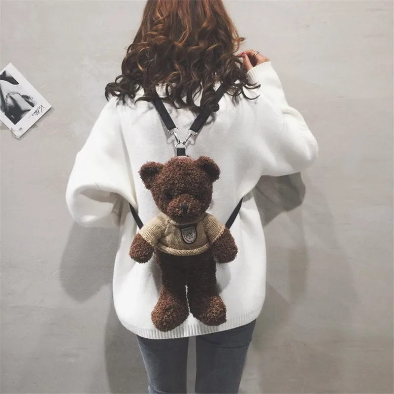 Cartoon teddy bear plush doll shoulder bag, shoulder messenger bag. Girl's favorite gift