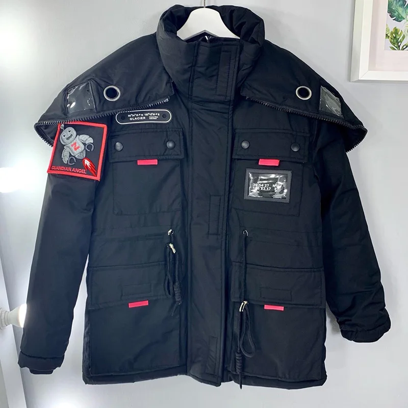Black Abrigos Mujer Invierno Новое поступление парка короткая хлопковая стеганая куртка с капюшоном теплая зимняя куртка для женщин зимнее пальто для женщин 3XL - Цвет: Black