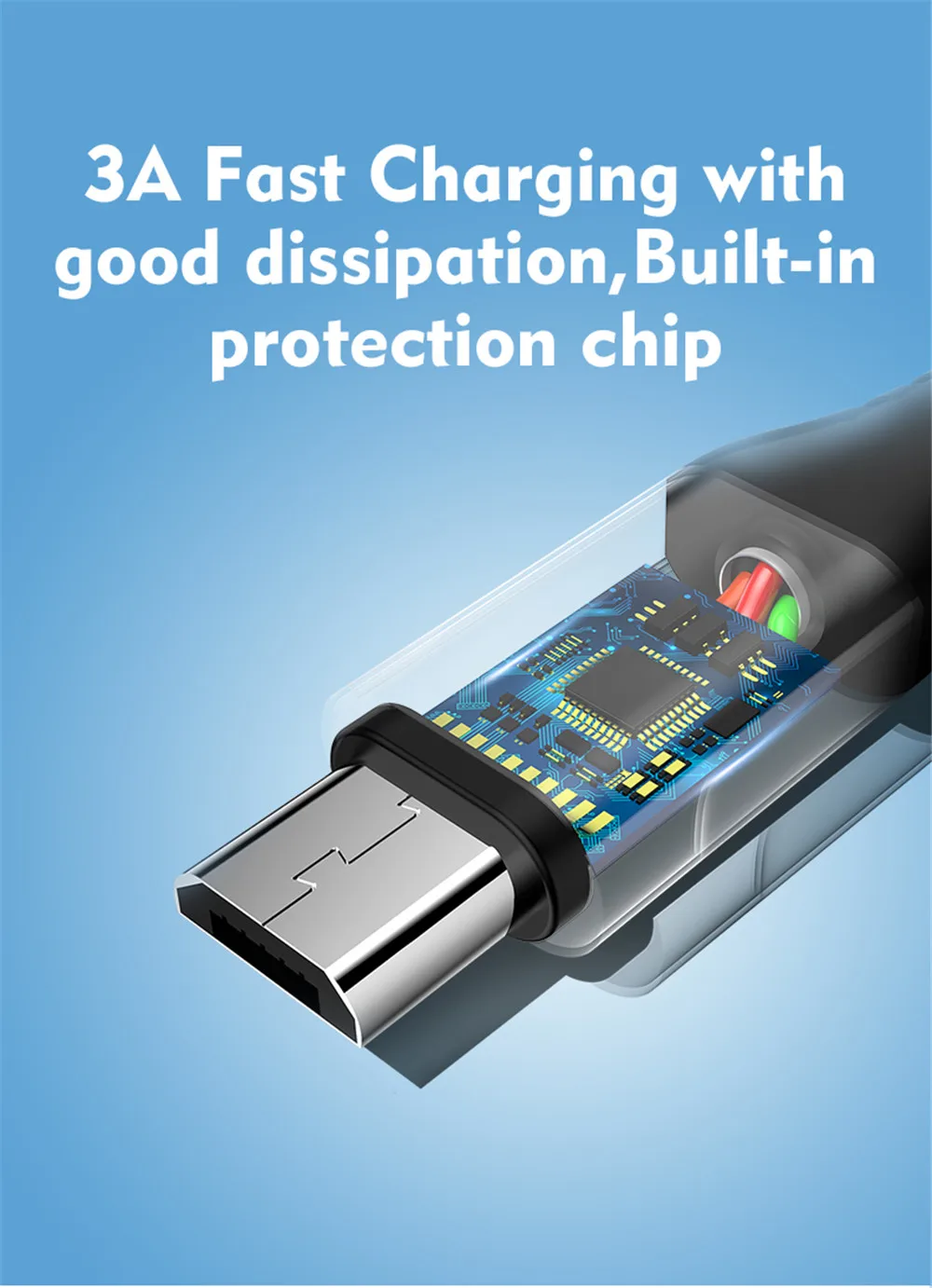Кабель USB для быстрой зарядки 3A для микро-выхода