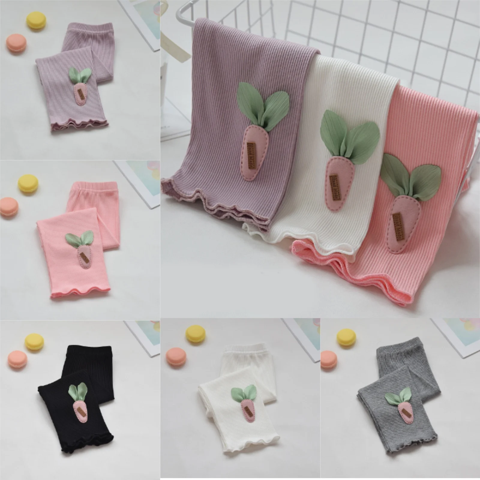 

Cotton Kids Seven-point Pants Print Cartoon Pattern Children Korean Style Elastic Leggings Summer Girl Outwear Clothing