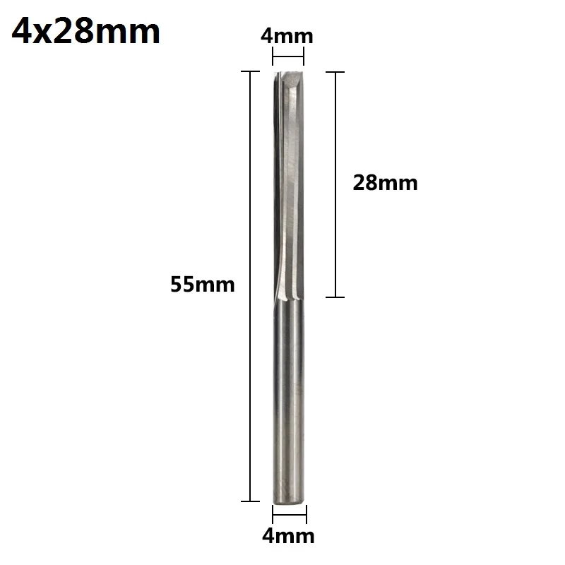 4x28mm 10 шт. 4/6 мм хвостовик 2 флейты прямая Концевая фреза типа ЧПУ фреза для древесины MDF Пластик гравировки карбида прямой фреза - Длина режущей кромки: 4x28mm