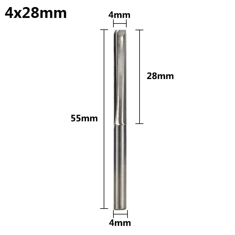 10 шт. 4/6 мм хвостовик 2 флейты прямая Концевая фреза типа ЧПУ фреза для древесины MDF Пластик гравировки карбида прямой фреза - Длина режущей кромки: 4x28mm