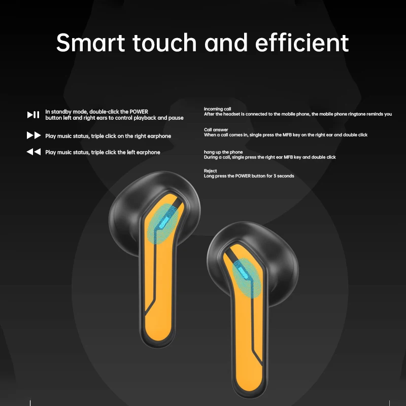 Căști wireless pentru jocuri, TWS, Bluetooth 5.0, căști cu microfon, stereo, bas, sport, impermeabile, căști wireless, căști pentru jucători_voghion.com