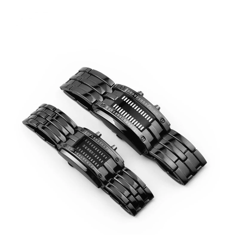Men Watch 50m Waterproof Lava Watch Double Row Lamp Led Watch Male Fashion Steel Band Electronic Sport Watch Relogios Masculino 6
